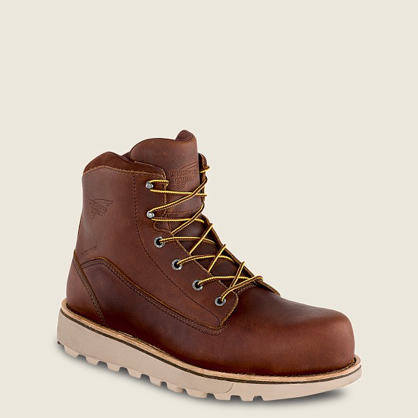 Mens Red Wing Traction Tred Lite - 6-inch Waterproof Toe - Safety Boots Brown - YML326785